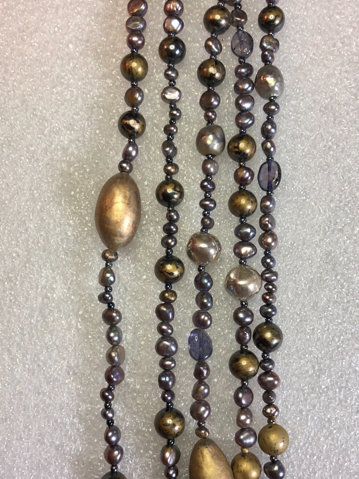 Genuine Pearl Endless Strand Necklace Peacock Metallic Natural Gemstones 94 8484