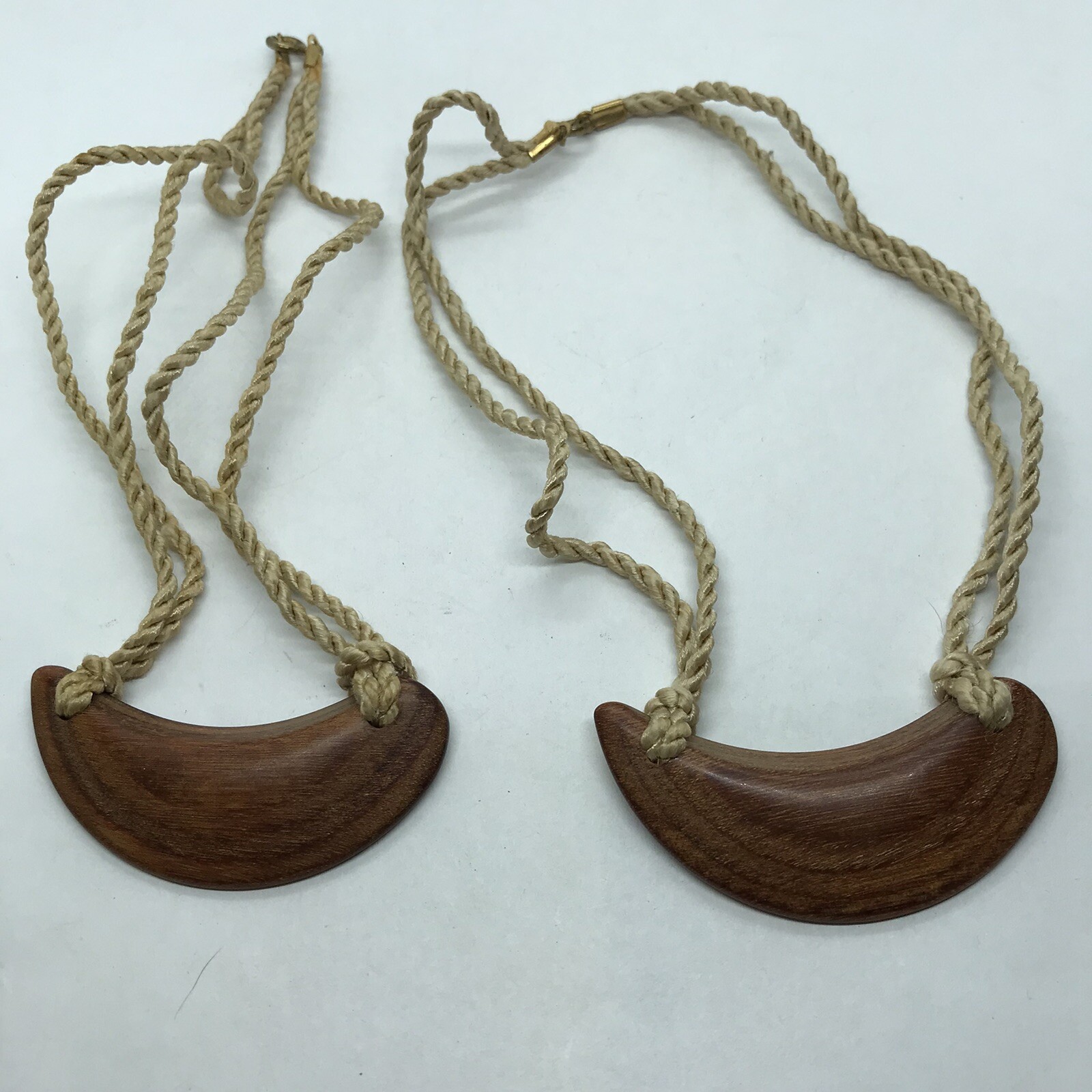 Vintage Necklace Lot Boho Wood Corded Natural Earth tones Brown Choker 70s hippy