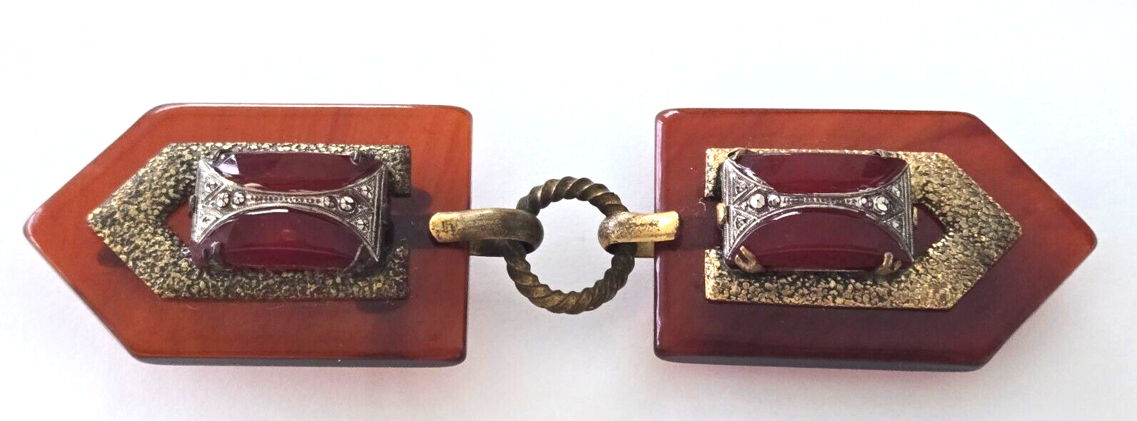 ART DECO,BAKELITE,CZECH GLASS,CLOAK,CAPE,BUCKLE,SO MUCH PRETTIER IN PERSON!!