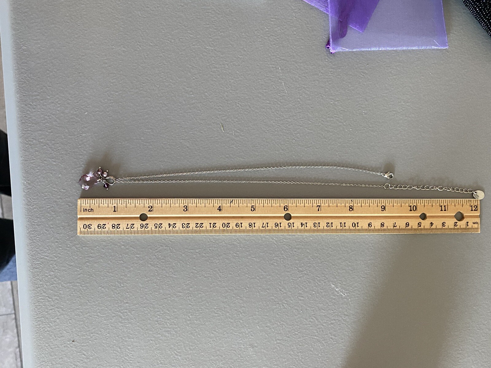 Vintage Pearlmaid JZ Lavender Austrian Crystal Pendant Necklace Purple Boho