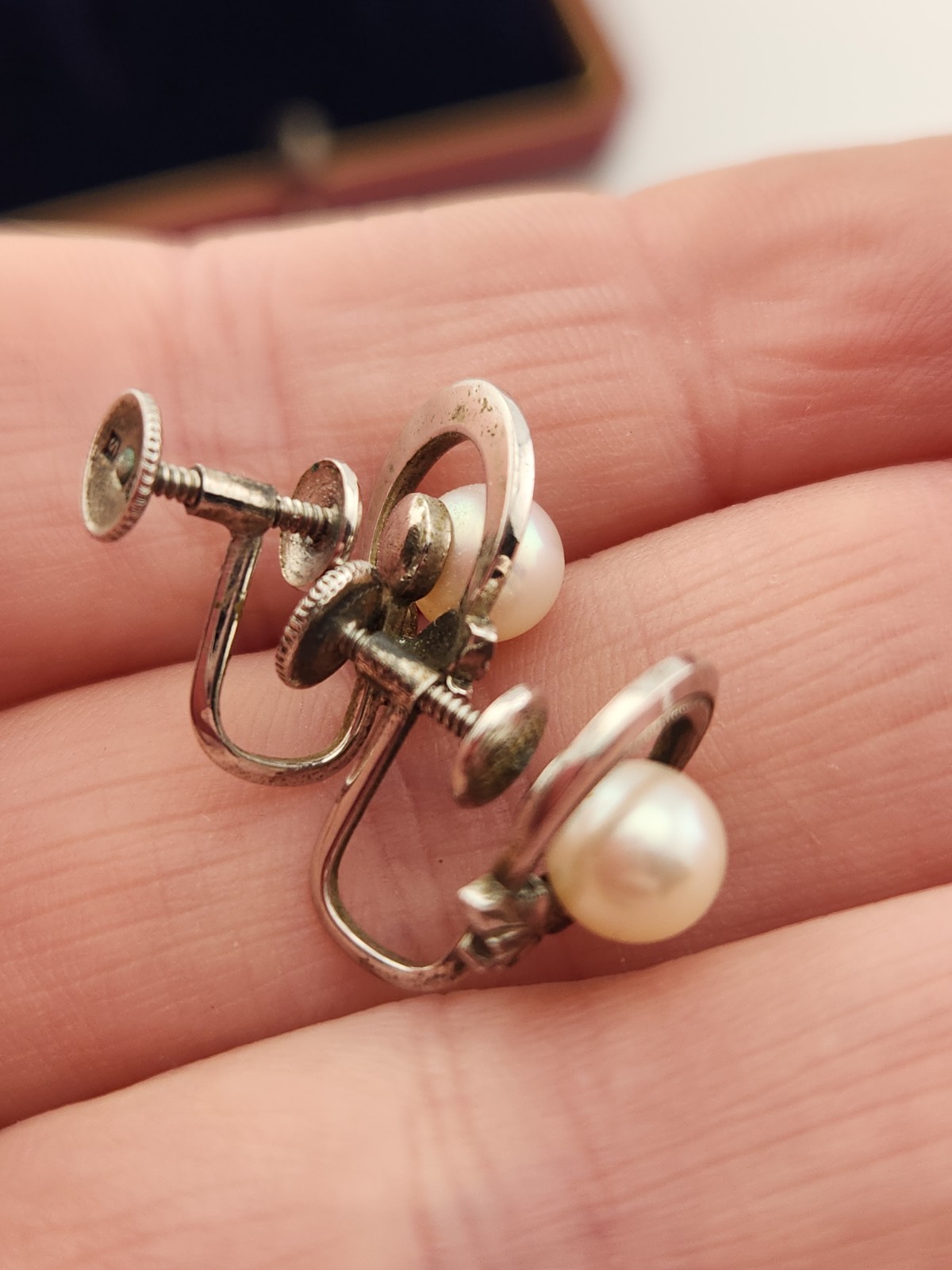Vintage Mikimoto Pearl Earrings Sterling Silver M S Mark With Box Stunning Gift