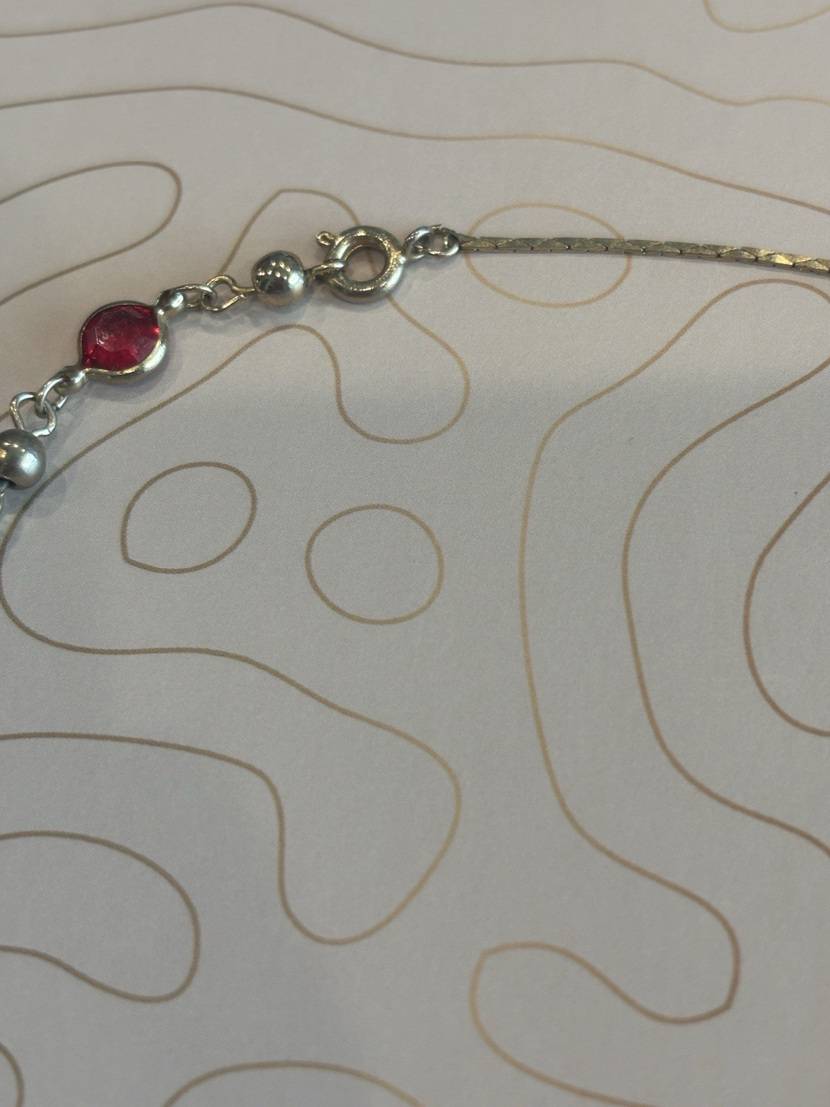 Vintage Baby Necklace with Red Rhinestone Accents