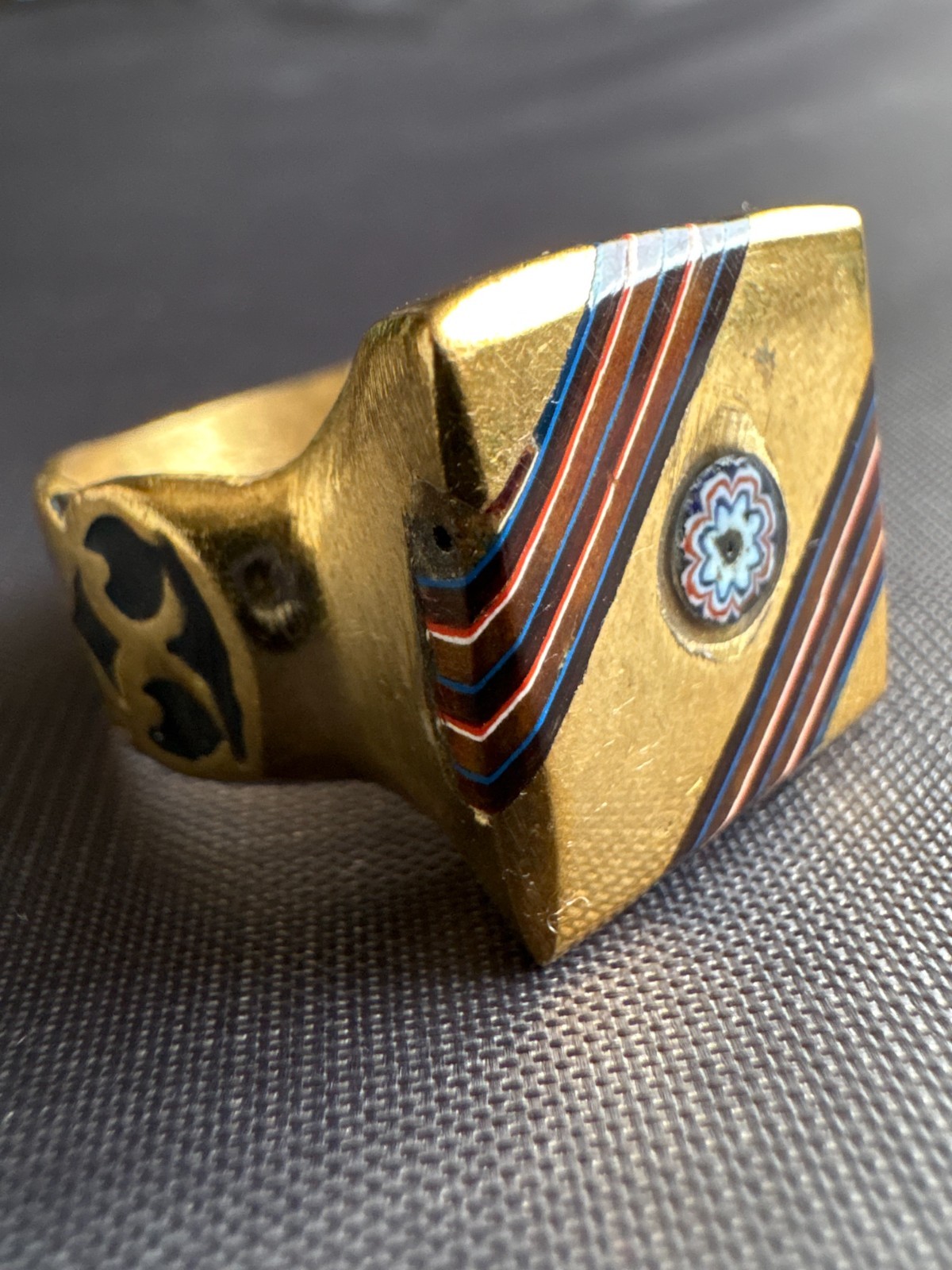 Vintage Moroccan Tuareg Brass Ring Large Berber Sahara Handmade Ring Size 12 US