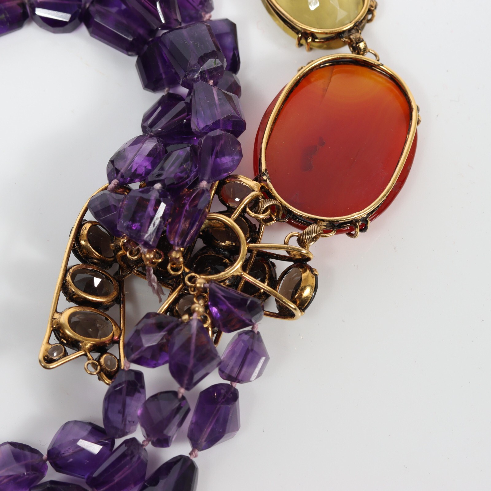 IRADJ MOINI Semi-Precious Multi-strand Amethyst, Agate and Smoky Quartz Necklace