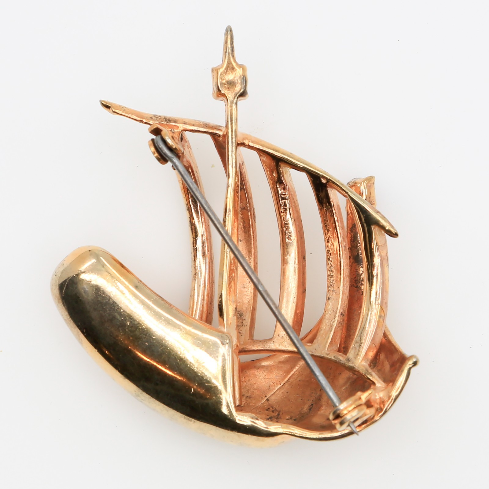 Vintage Vermeil Sterling Viking Ship Brooch John Caianiello Book Piece 1940s
