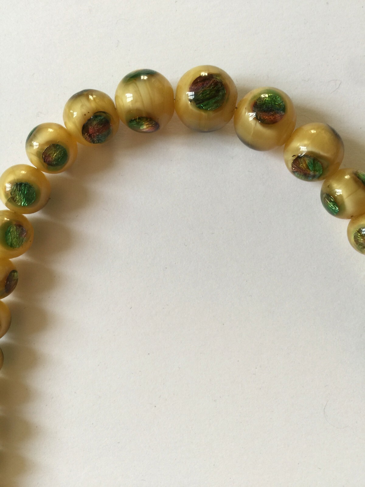 Rare Antique Art Deco Peacock Eye Glass Graduated Beads Circa 1920’s