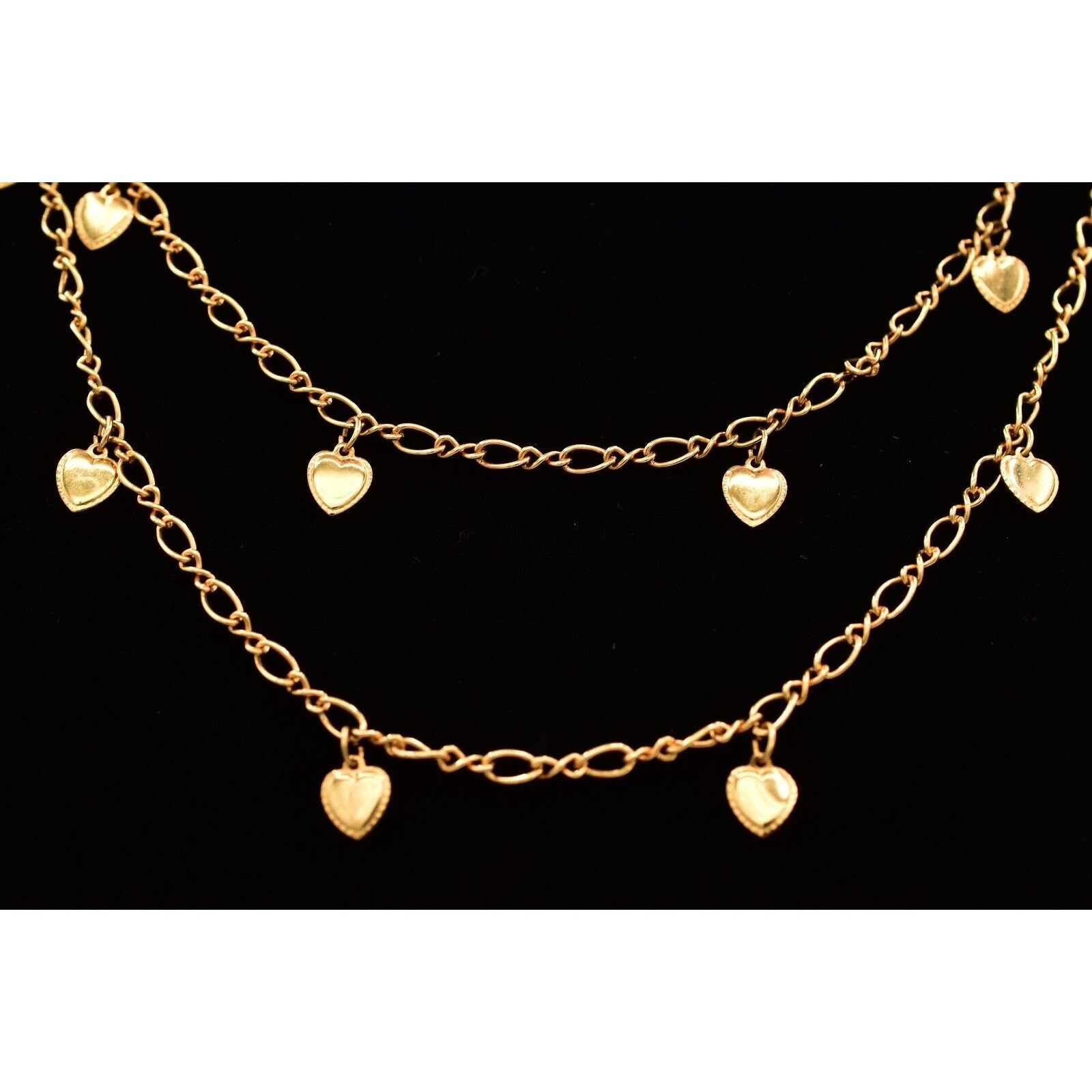 Sweet Romance Vintage Heart Charm Dangle Chain Station Gold Lightweight BinY