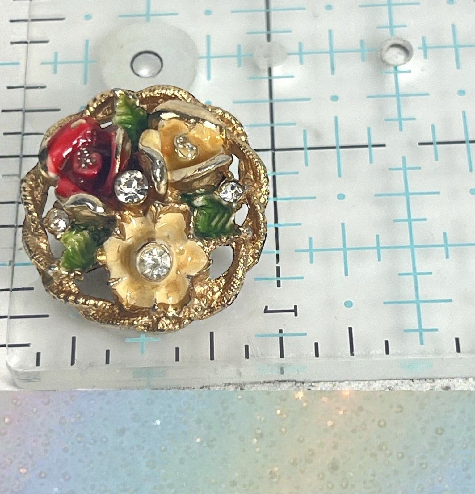 BSK My Fair Lady Earrings Enamel Rhinestone Gold Finish Vintage