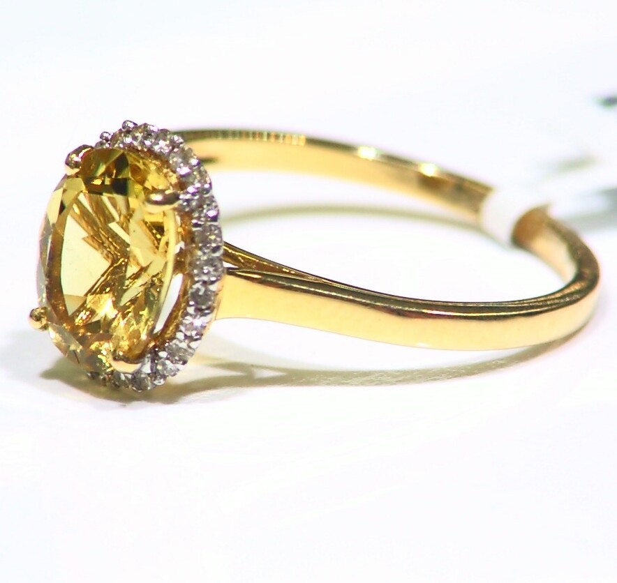 1.82CT 14K Gold Natural Beryl Halo Cut White Diamond Vintage Engagement Ring