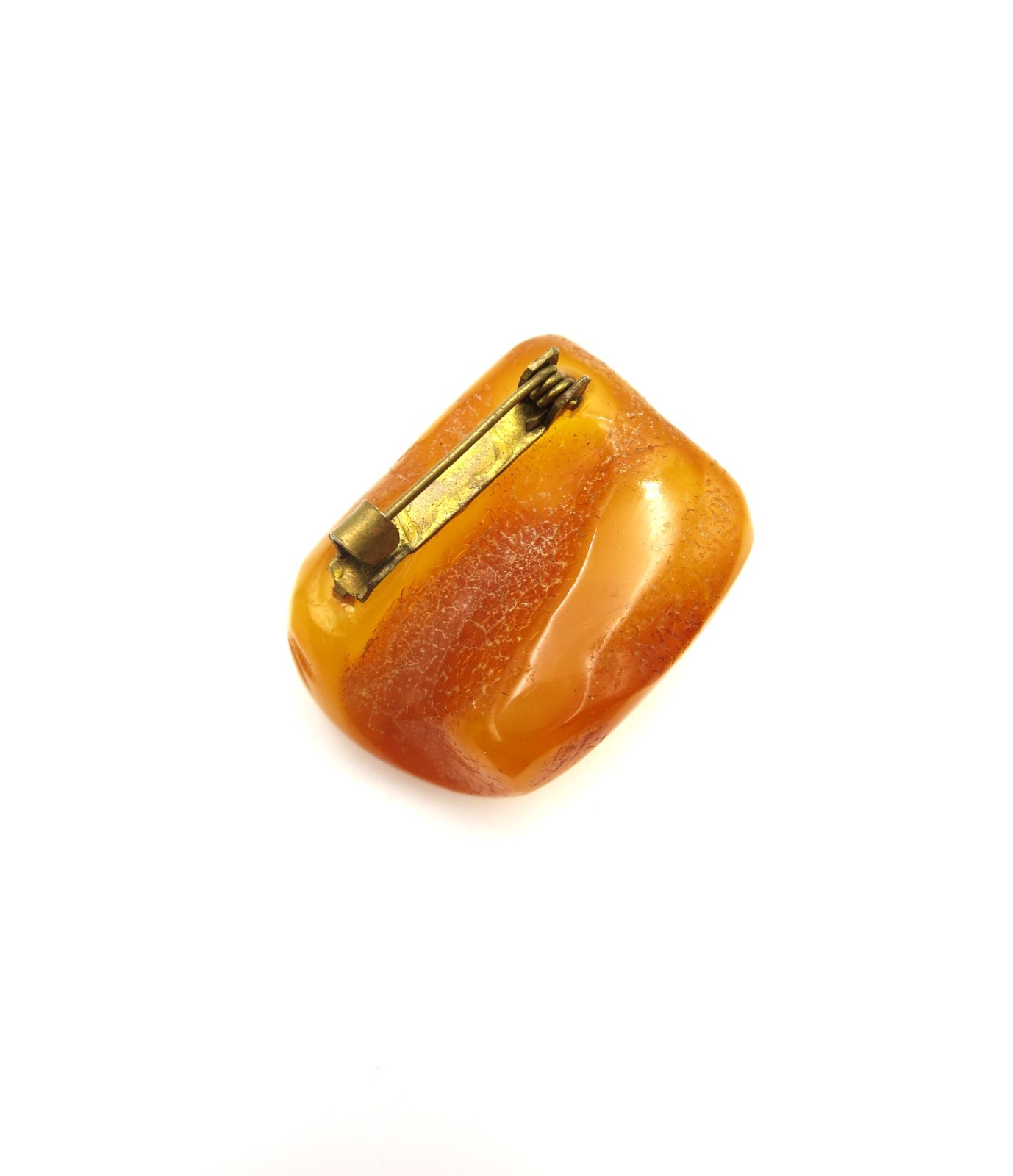 Vintage Raw Baltic Butterscotch Amber Resin 1.25″ Chunk Pin Brooch Natural