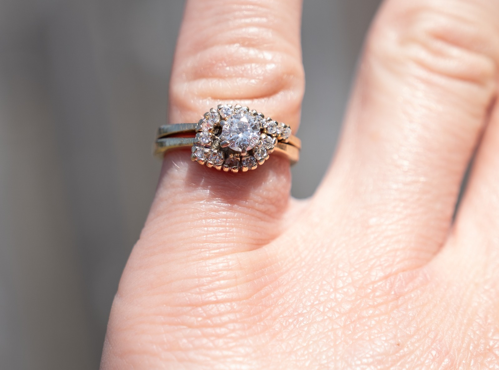 Vintage Old European Cut (OEC) 14K Gold Diamond Cluster Ring Wrap size 6-6.5