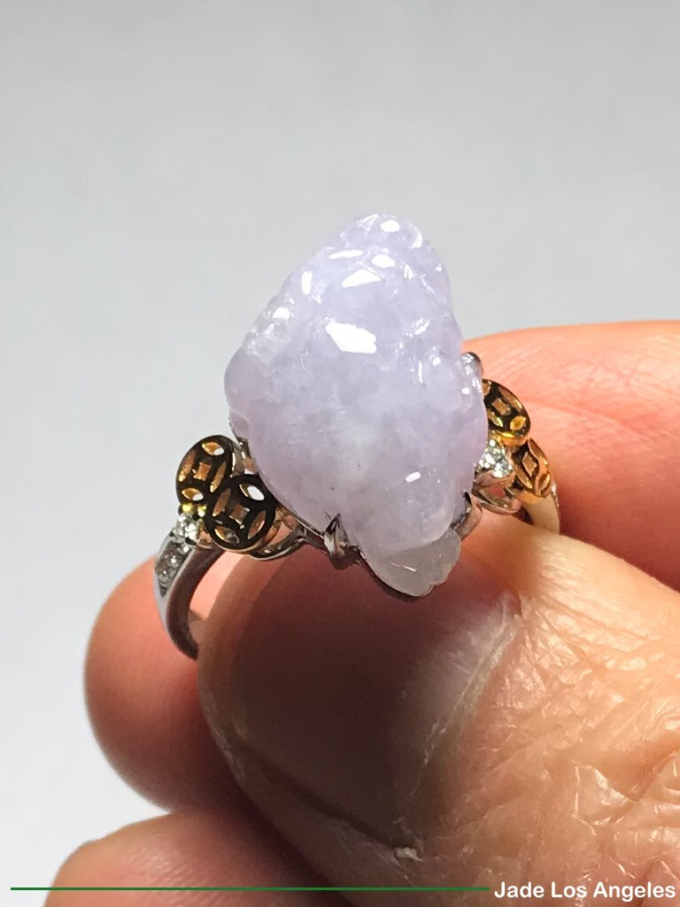 Toad Lavender Jadeite Jade 18K White/Yellow Gold Diamond Ring Size:6.25 – 6.5