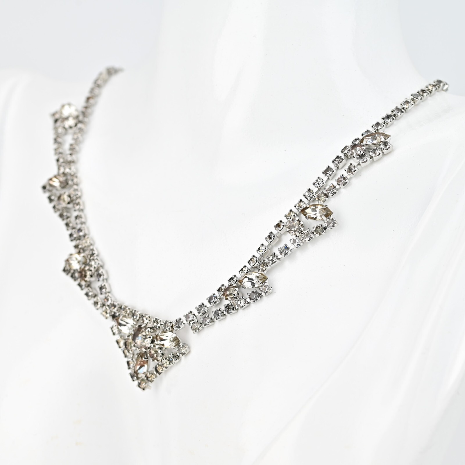 Original Vintage Designer Deco Zirconia Moissanite Gemstone Estate Necklace