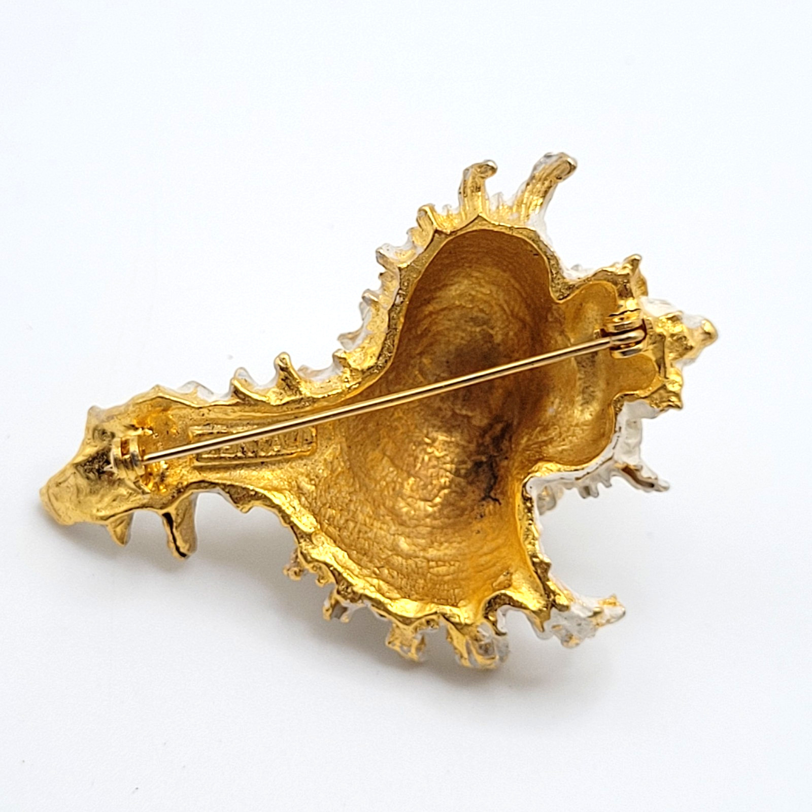 Zentall Gilded Branched Ramose Murex Spiked Conch Vintage Brooch Pin Rare