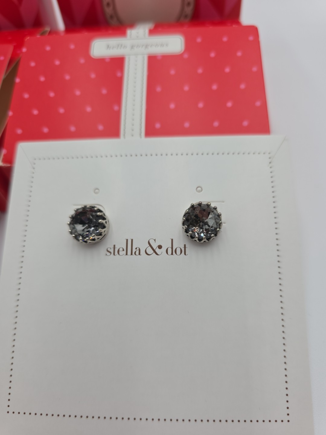 Vintage Stella & Dot Silver Tone Black Crystal Rhinestone Bracelet & Earring Set