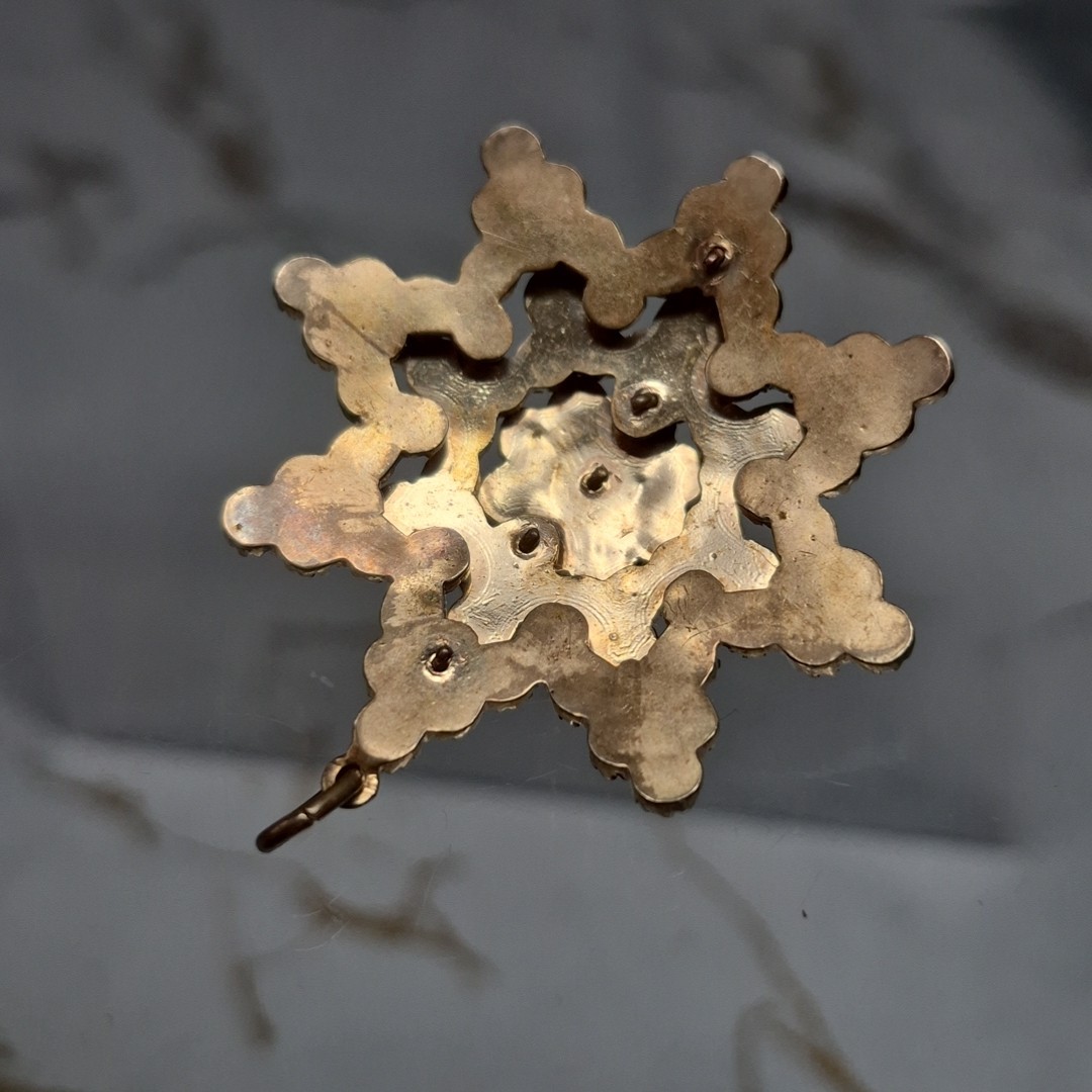 Antique Victorian Bohemian Rosecut Garnet Unmarked Gold Filled Starburst Pendant