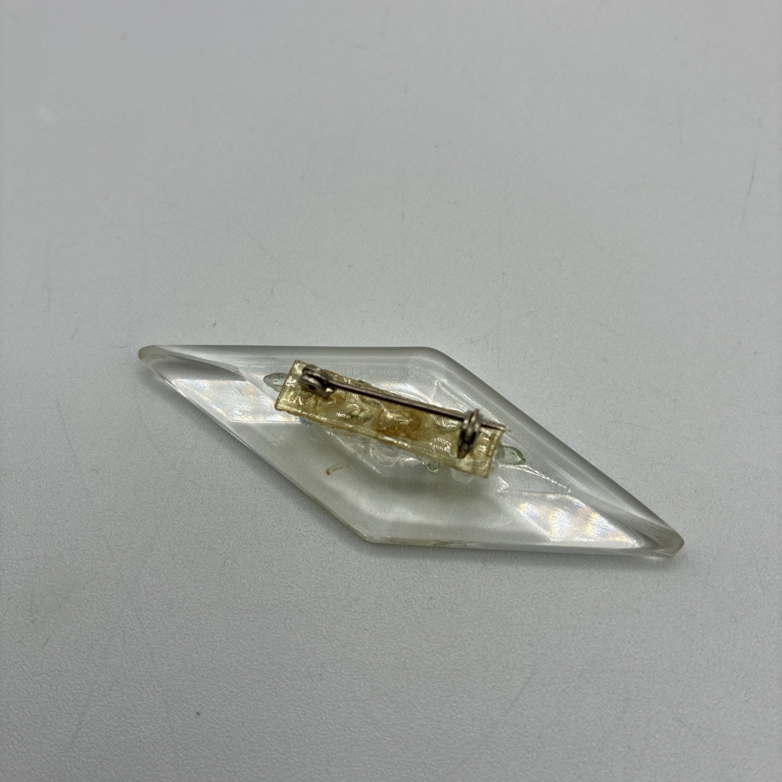 Vintage Lucite Floral Brooch Small Cluster Flowers Brooch Diamond 1930s 1950s