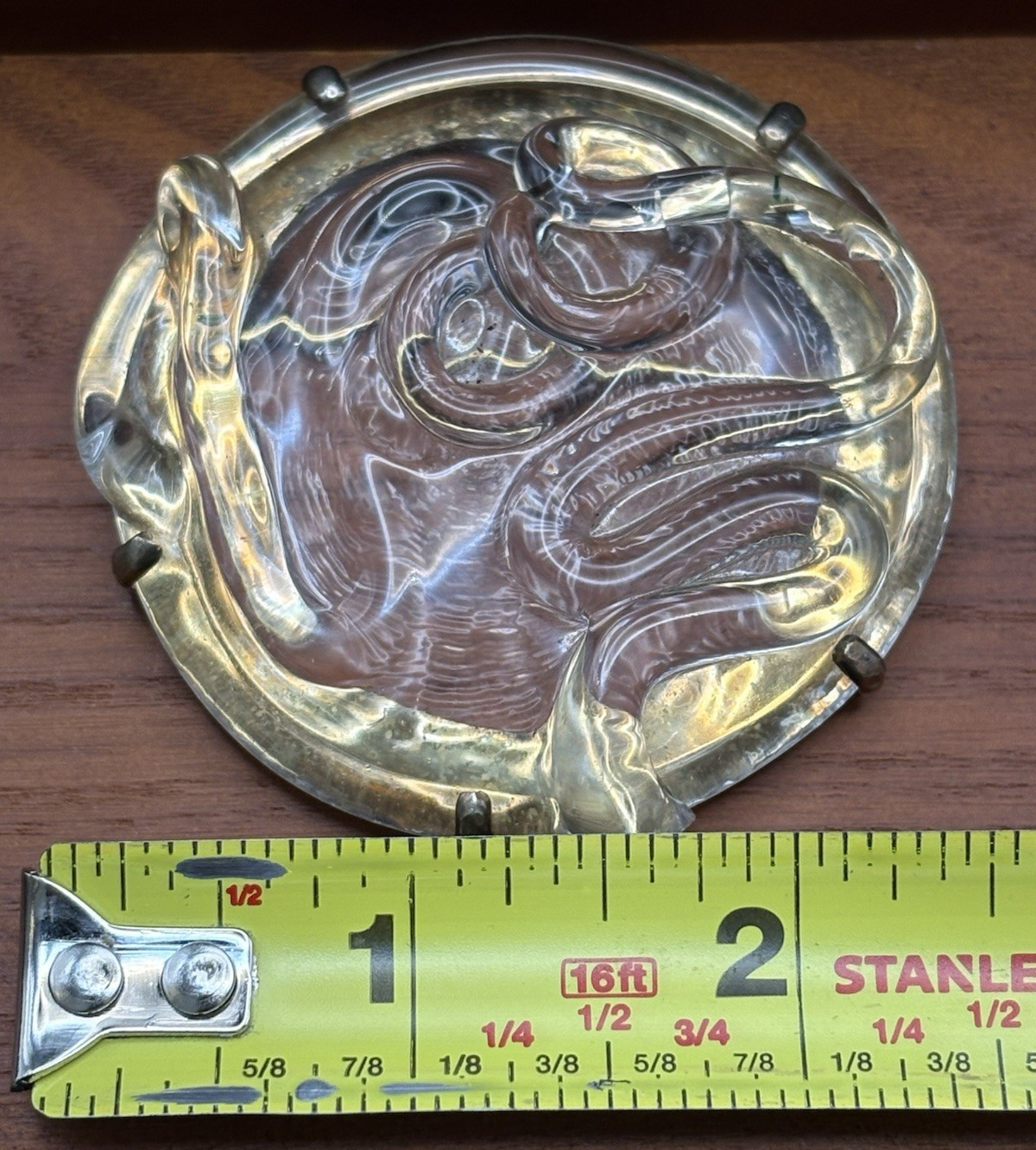 Mariquita Masterson Modernist Clear Art Glass Sterling Silver BIG Brooch Pin