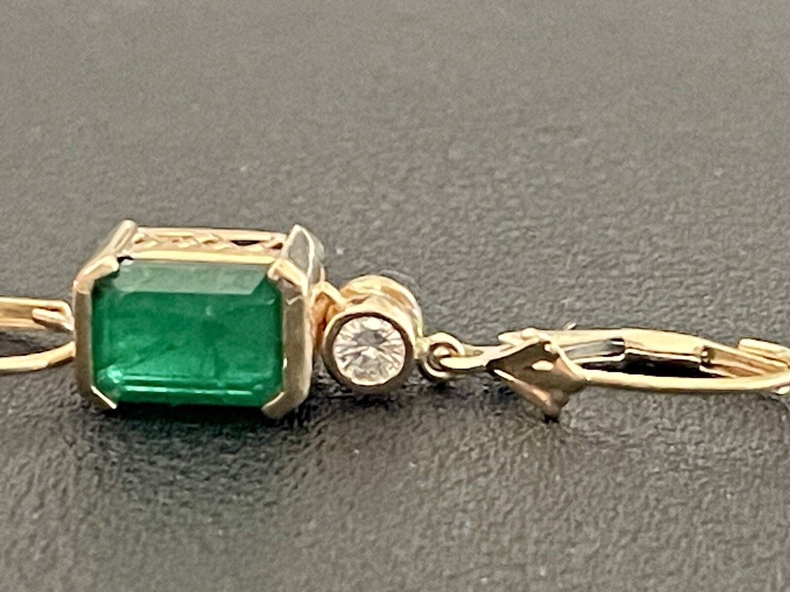 14KY Yellow Gold Emerald & Diamond Earrings (X47)