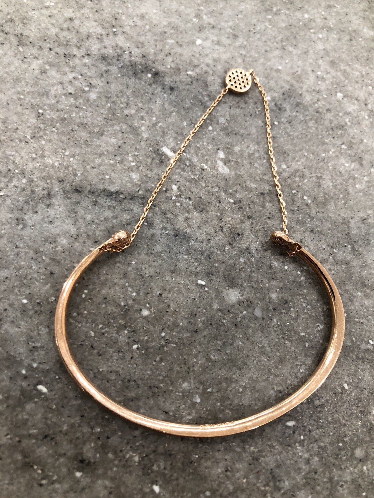 Henri bendel Rose Gold Plated Bracelet Blk Crystal Charm