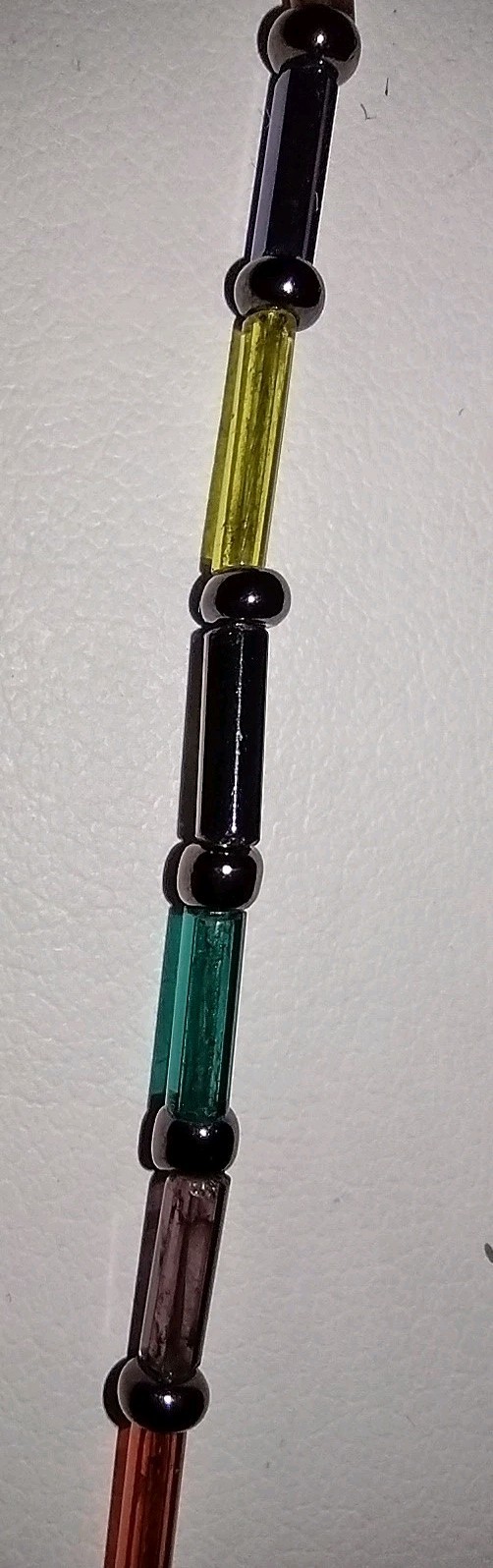 Vintage Tube Glass Bead Necklace Colorful 31″ 2.1mm Wide Beads Very Light Weight