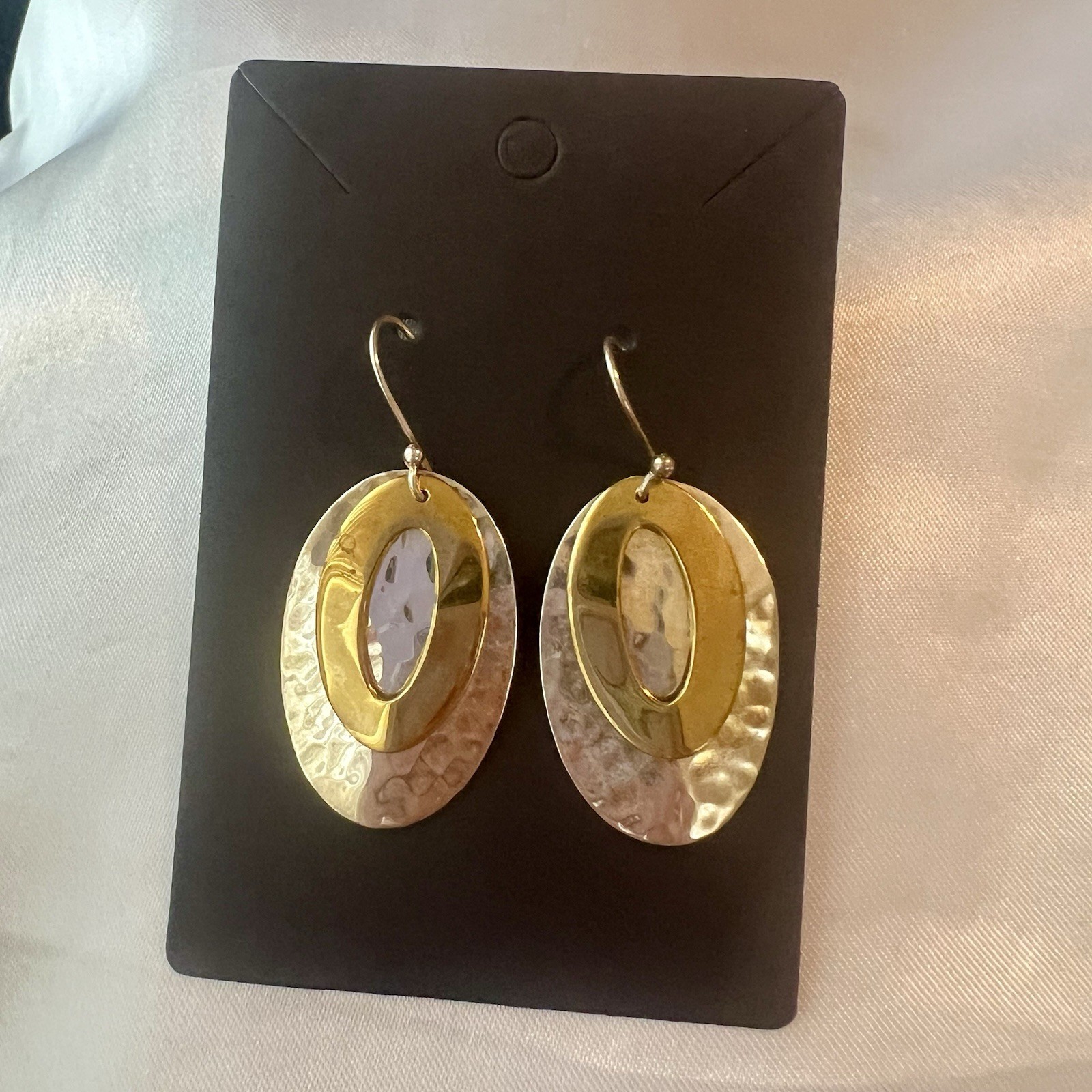 ATI 925 Mexico Brass Sterling Silver Mixed Metal Modernist Drop Earrings 2”/10g