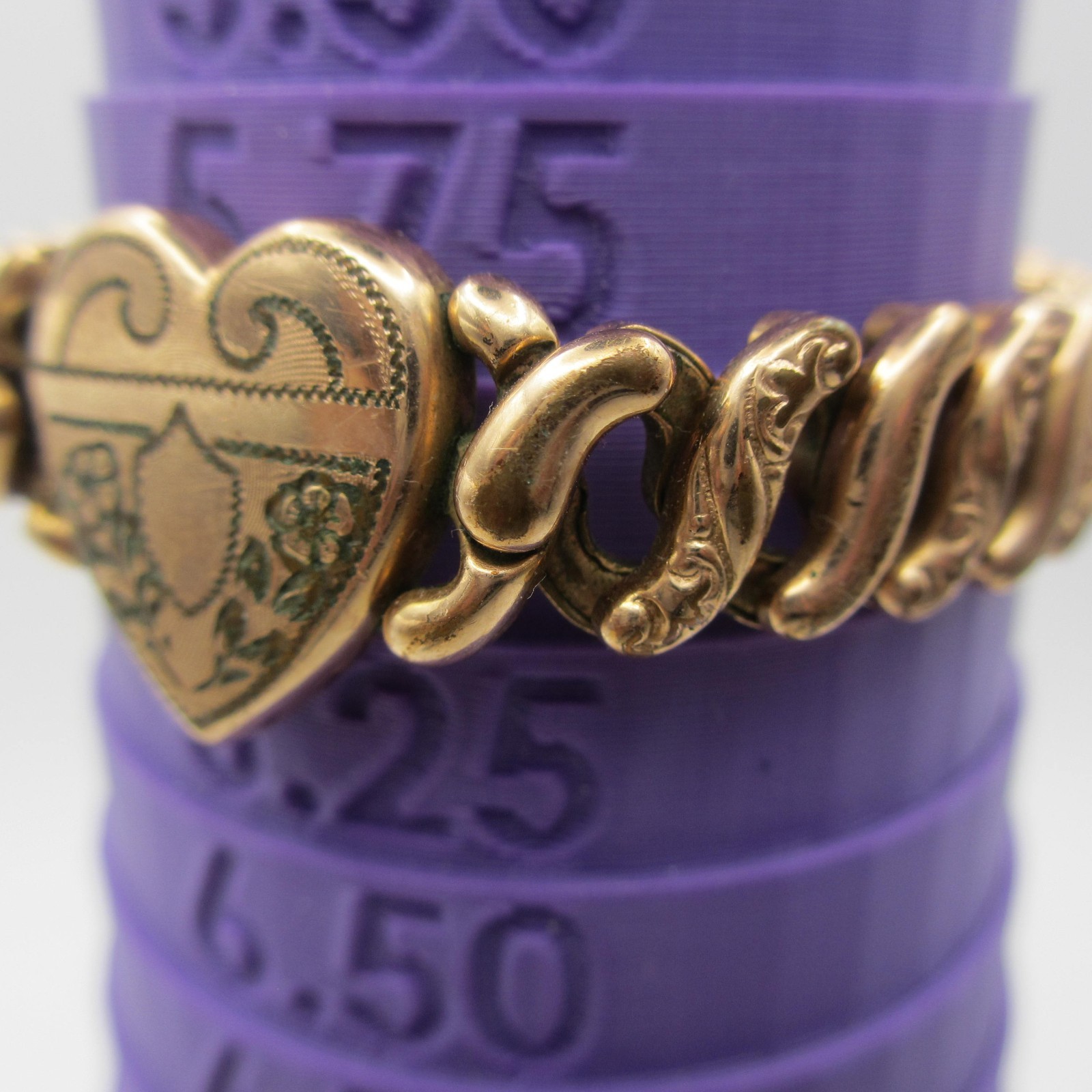 Pitman Keeler American Queen Expansion Bracelet WWII Era Sweetheart Etched Heart