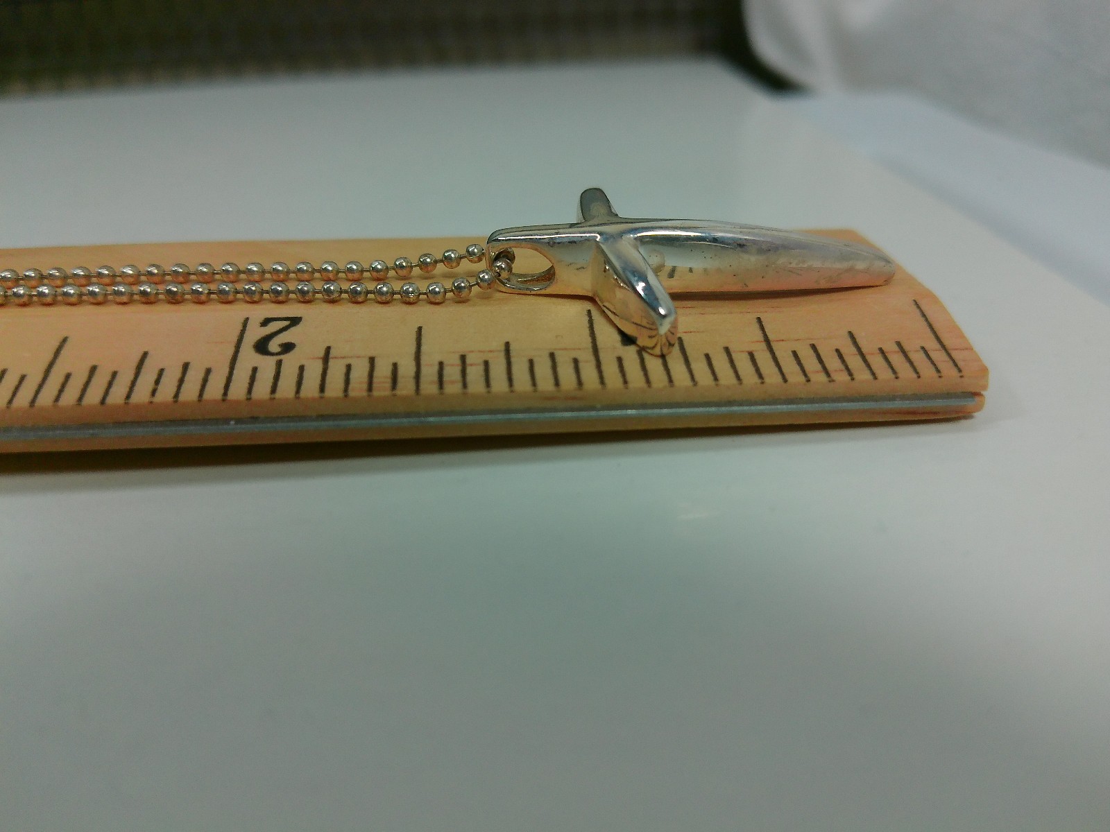 Vtg Modernist Religious Angled Cross Pendant Sterling Silver Chain 22″ Necklace