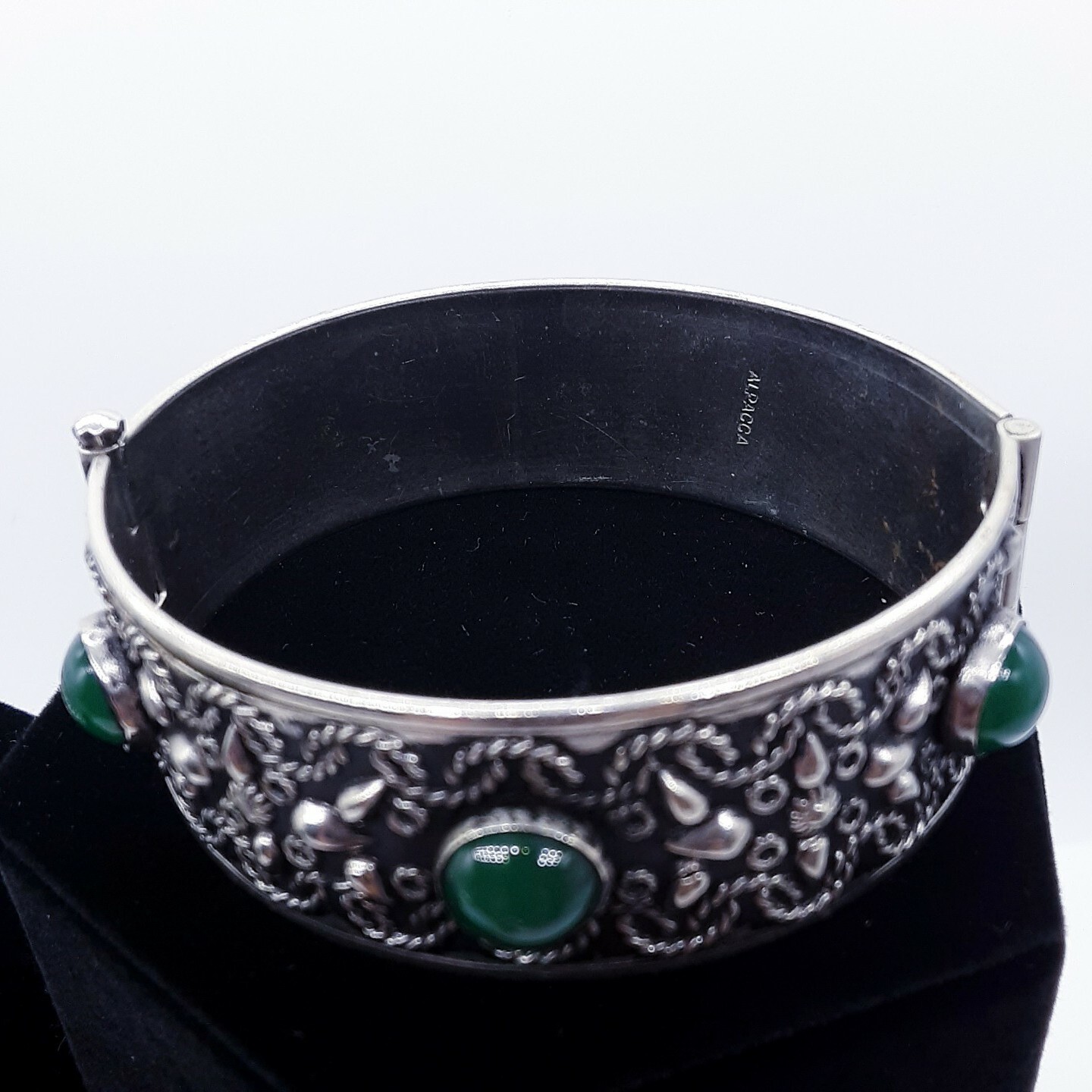 Vintage Set ornate Silver Clasp Bracelet w/ Safety Chain & brooch Italy