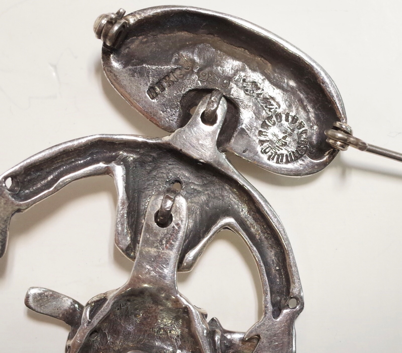 Emilia Mimi Los Castillo .950 Silver Mariachi Vaquero Cowboy BROOCH Taxco Mexico