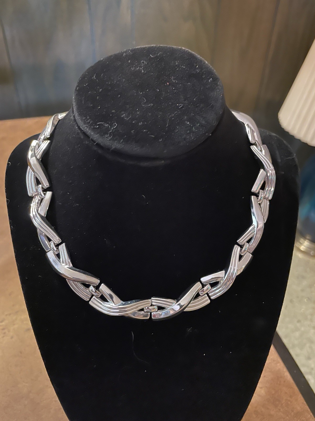 Vintage Trifari Silver Tone Chunky Link Collar 16 1/2 in
