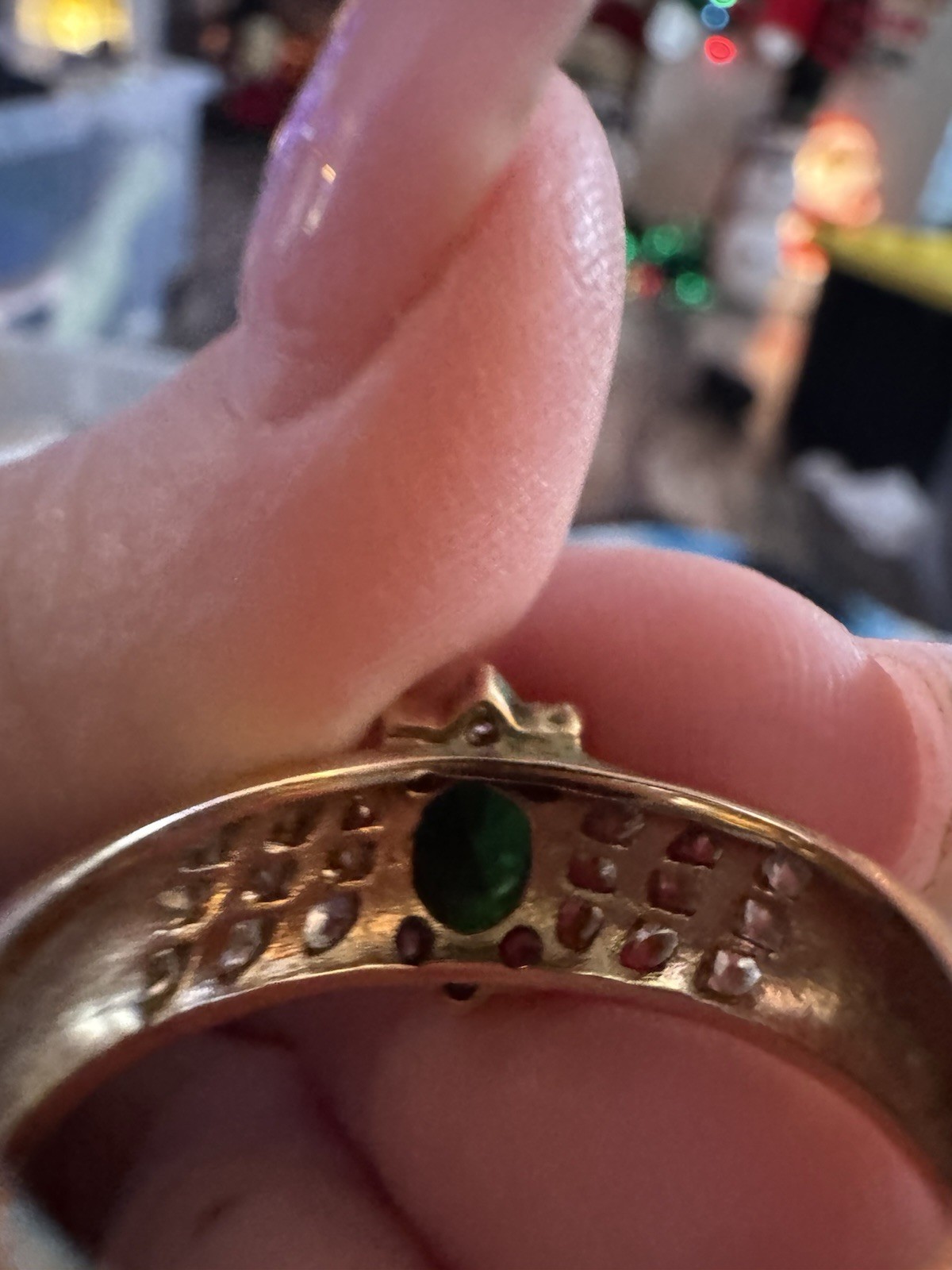 Vintage Emerald Crystal Ring: 18KT GE Yellow Gold Tone, Size 8