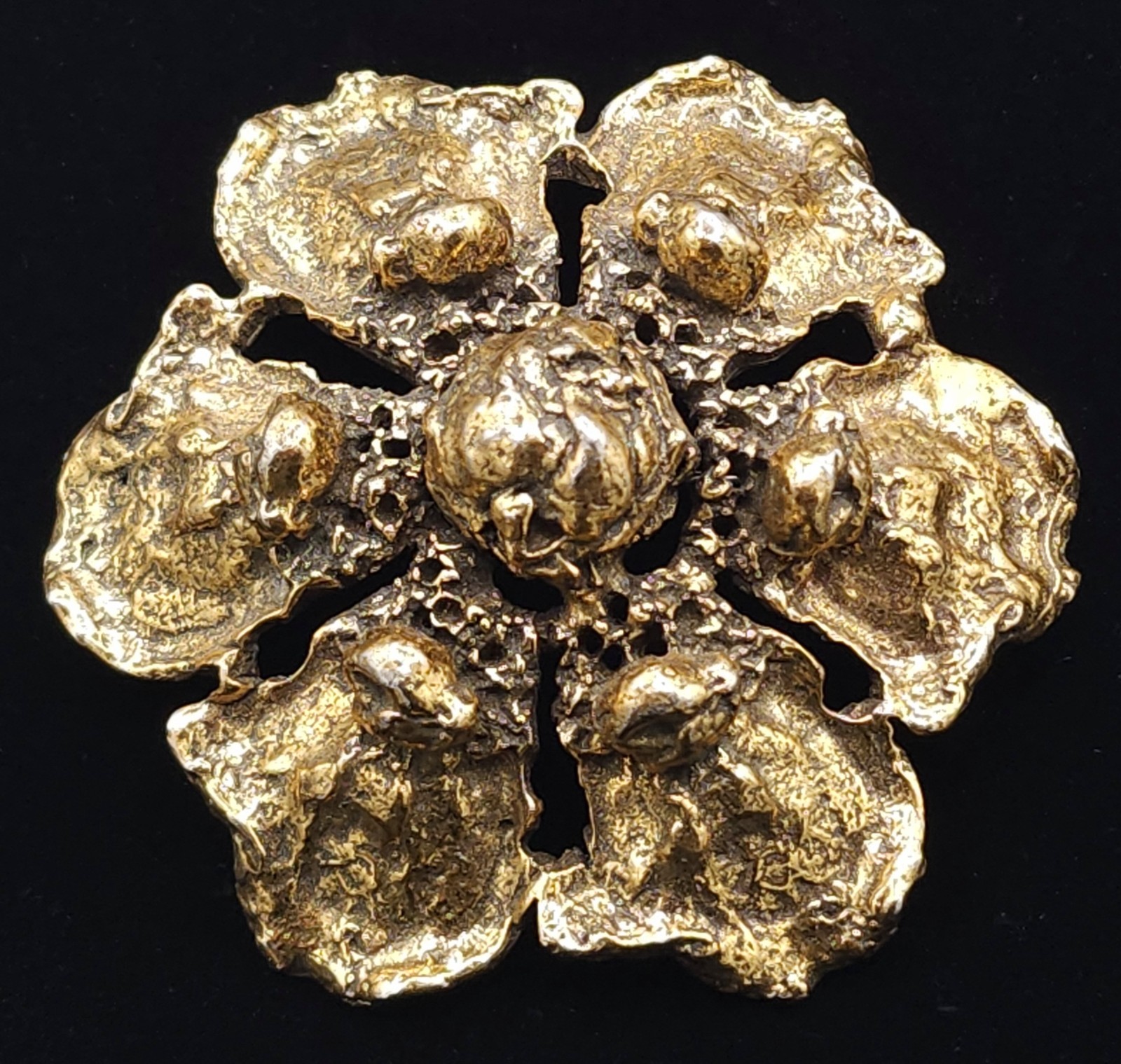 Vintage Robert Zentall Brutalist Floral Brooch, Signed