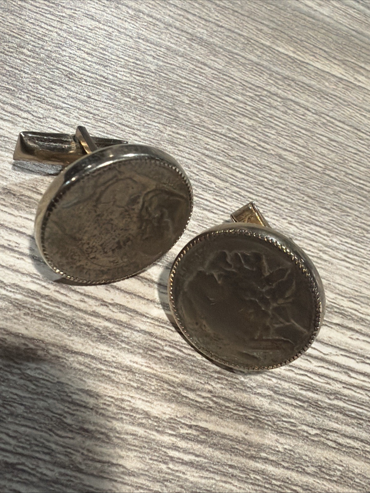 1913 Flat Ground Buffalo Nickel Cuff Links