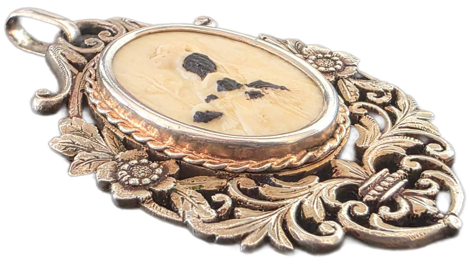 ANTIQUE BLACK MADONNA PENDANT Virgin Mary and Child Pendant Ca 1900