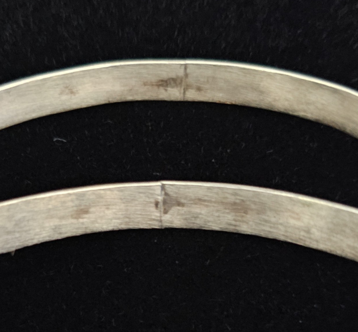 Set 2 Vtg Mexico Alpaca Silver Abalone Shell Inlay Bangle Bracelets 8.25″ Signed