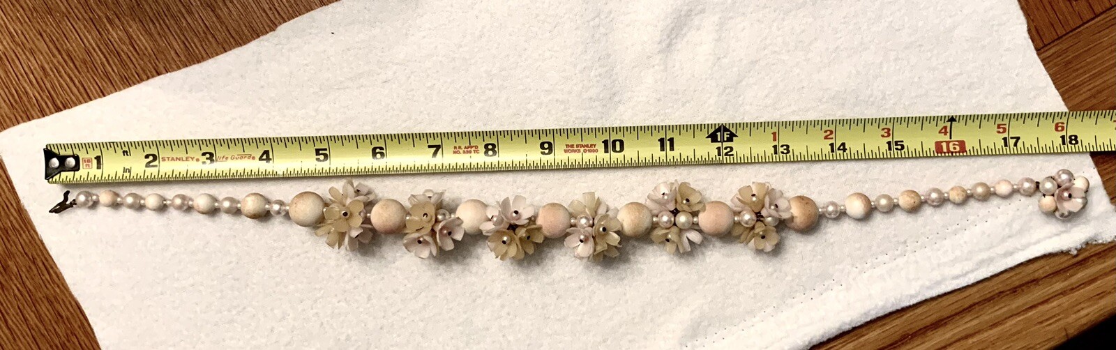 Vtg. 1950s-60s 18” Necklace, Pink Floral Design, Early Plastics, Post War Japan