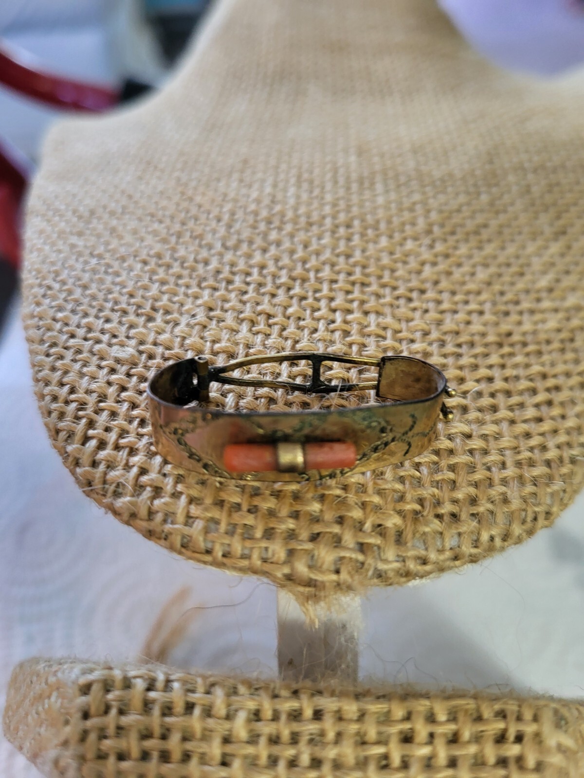 victorian antique gold coral hair clasp estate