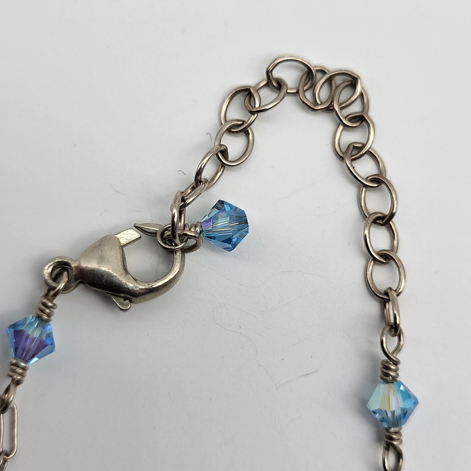 Beautiful Sterling Silver Blue Crystal Necklace Earrings Set Flamboyant Sexy