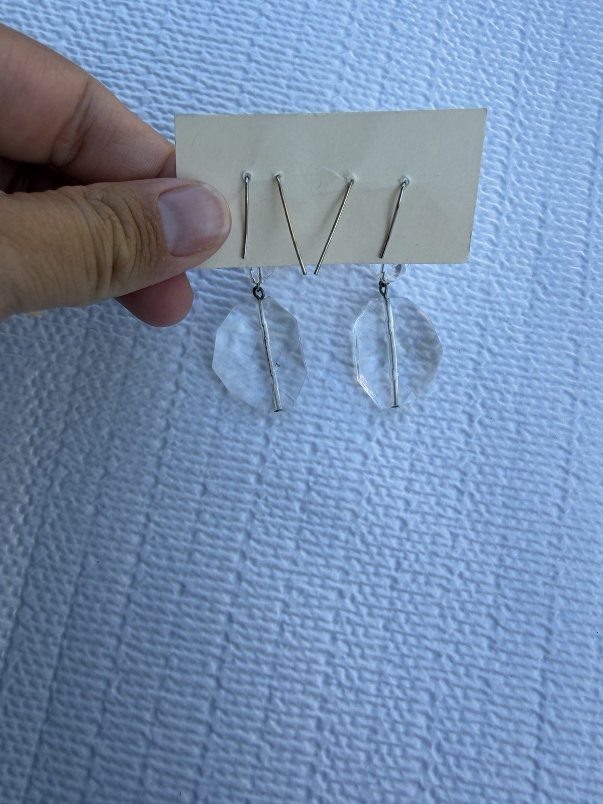 Vintage Lucite Dangle Earrings Lot Geometric Clear Faceted Retro Boho