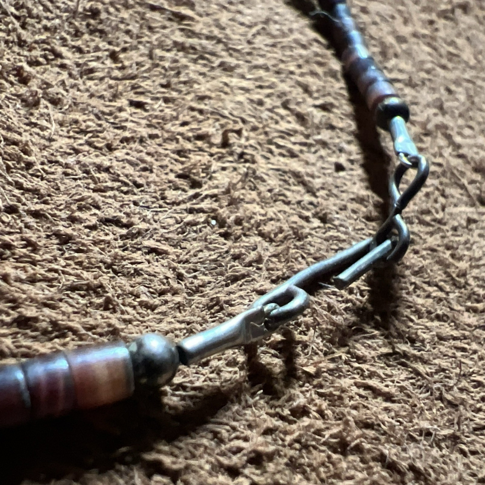 Native American Choker Necklace ~ MOP Bird Fetish Heishi Turquoise ~ 15.5” 7.6g