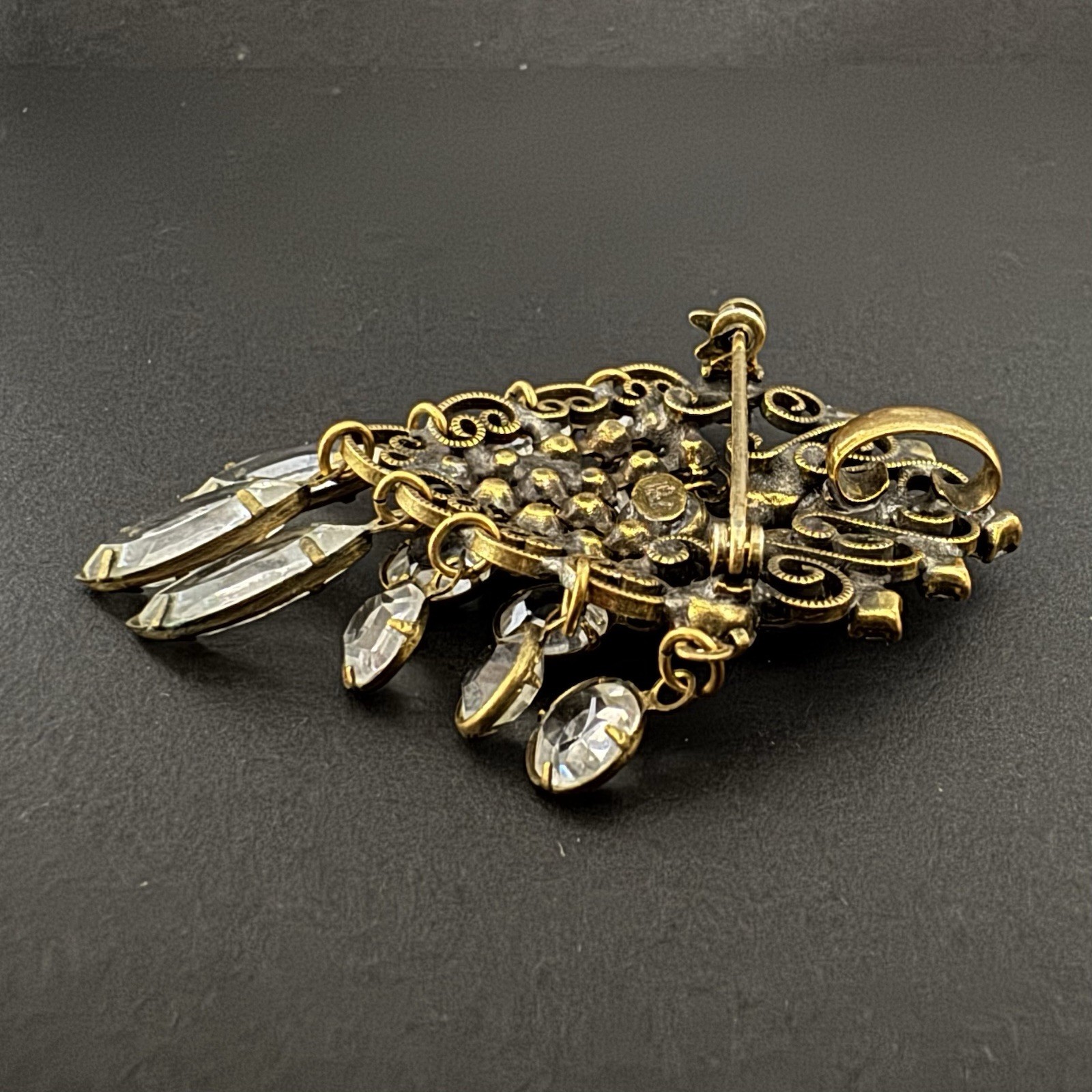 Vintage Hobé Signed Victorian Revival Filigree Brooch Pendant & Earring Set