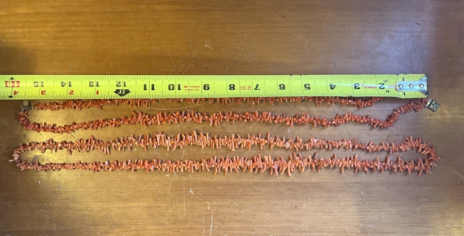 2 Vintage Mid-Century Orange Mediterranean Coral Necklaces 97 grams 8″ and 16″