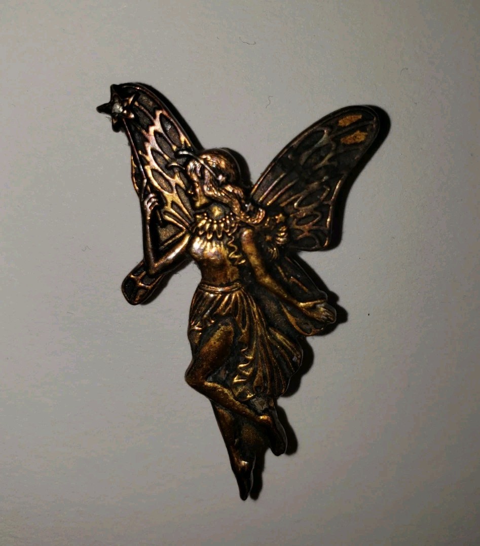 vtg Winged Fairy w Wand Brooch Whimsical Mystical Finberg Manufacturing FM7
