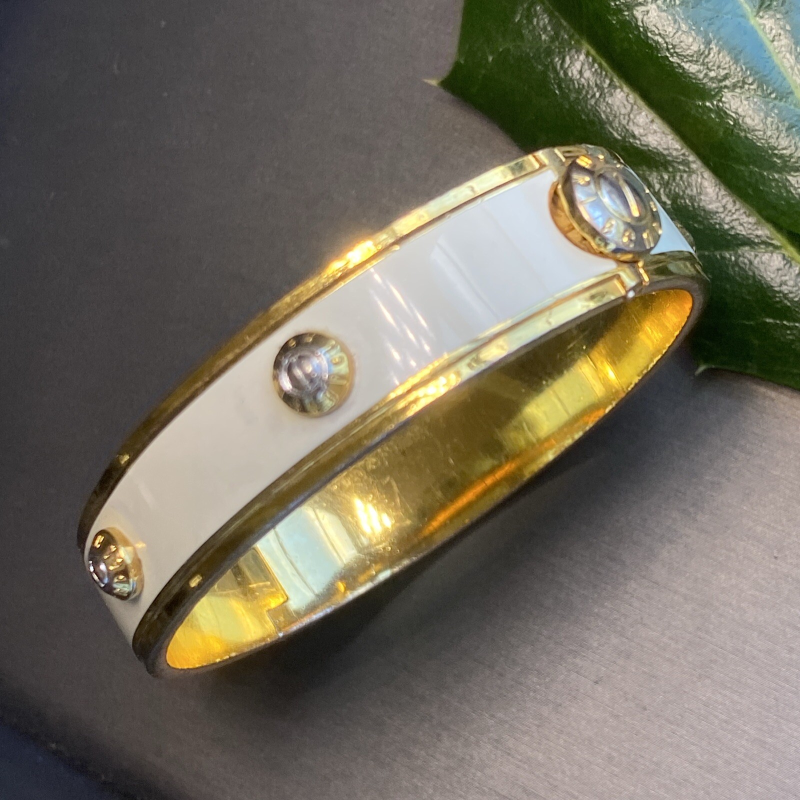 Vintage Henri Bendel Bangle Bracelet Estate Jewelry Pre-Owned Enamel Screw Logo