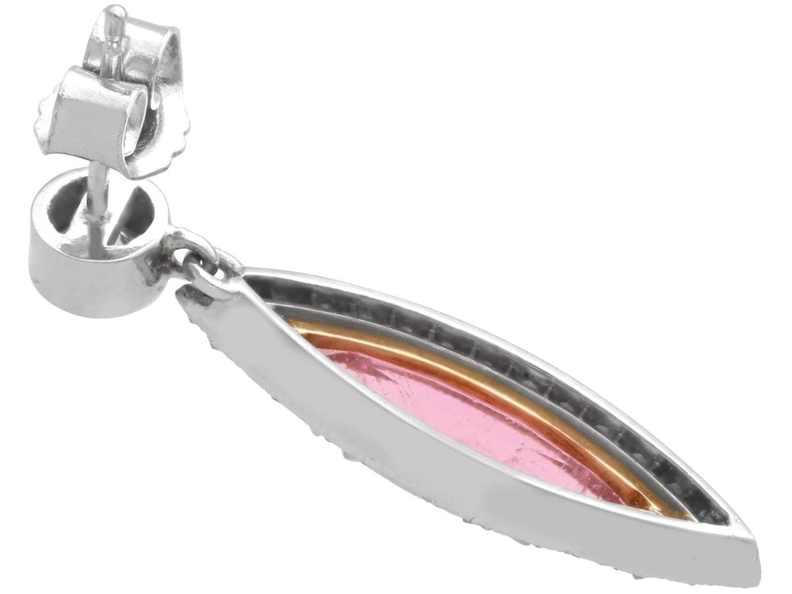 5.60Ct Pink Tourmaline and 1.10Ct Diamond, Platinum Drop Earrings Circa 1925