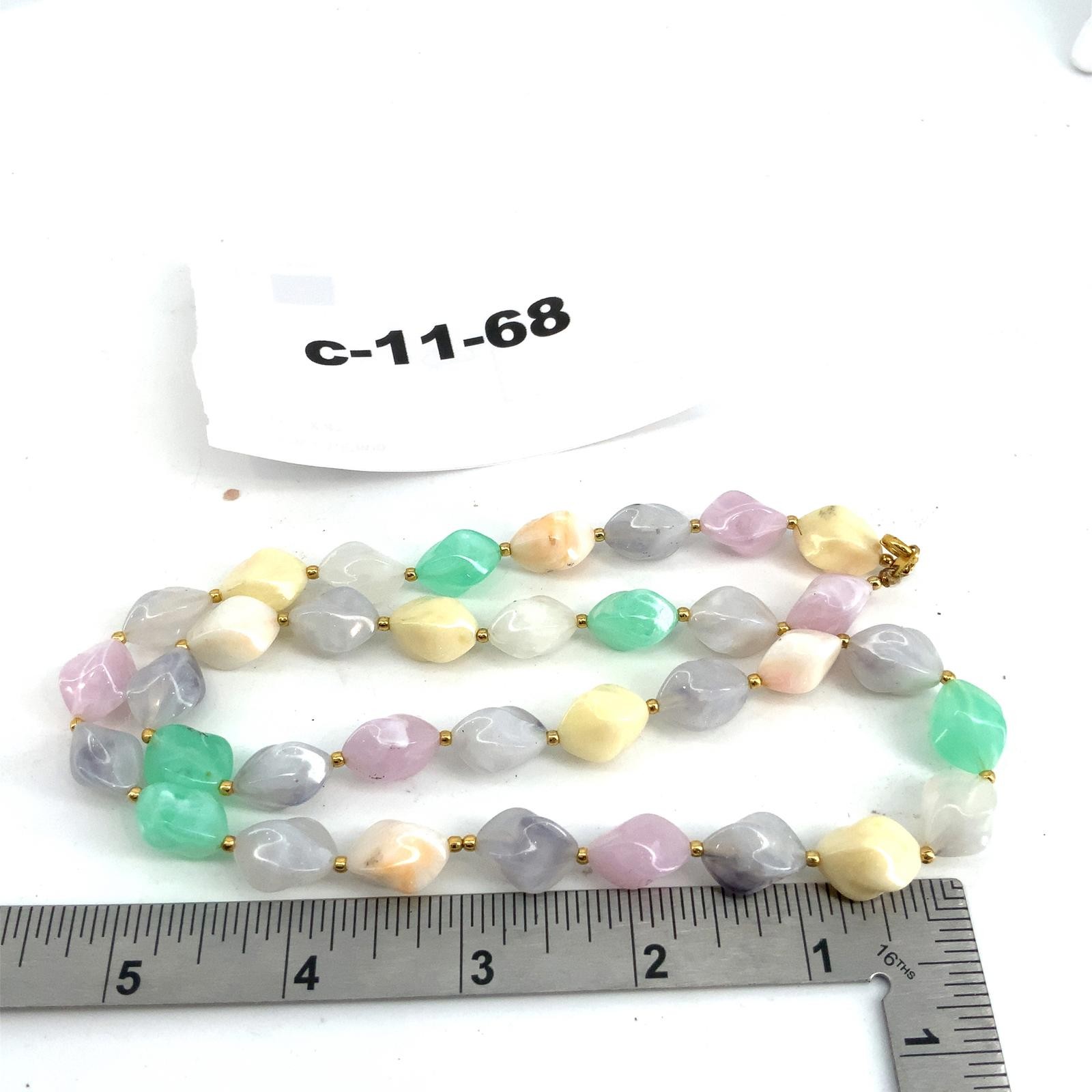 Vintage Pastel Art Deco Style Necklace Gold Tone Bead Multi Color Choker