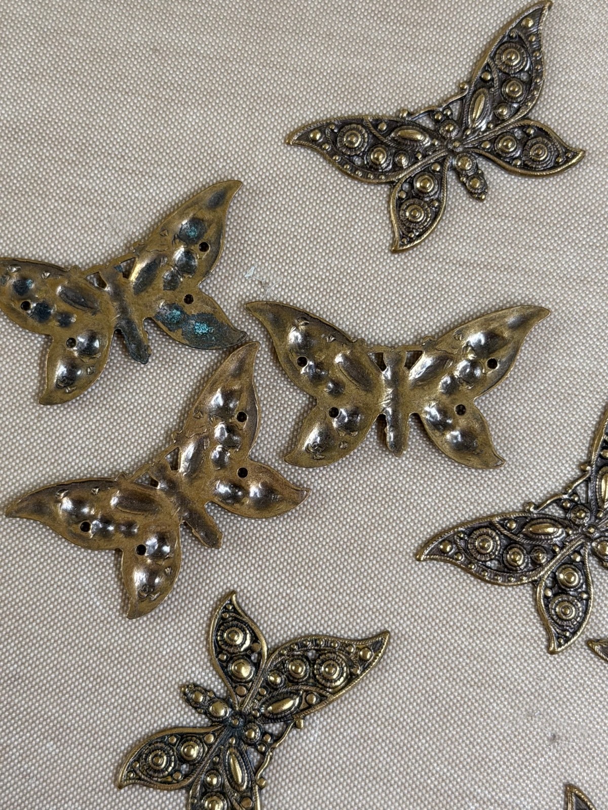 Lot of 15 Antique Brass Butterfly Filigree Connectors