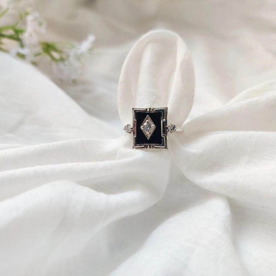 Vintage Art Deco Style 1.48CT Round Lab Created Diamond Wedding Ring 925 Silver