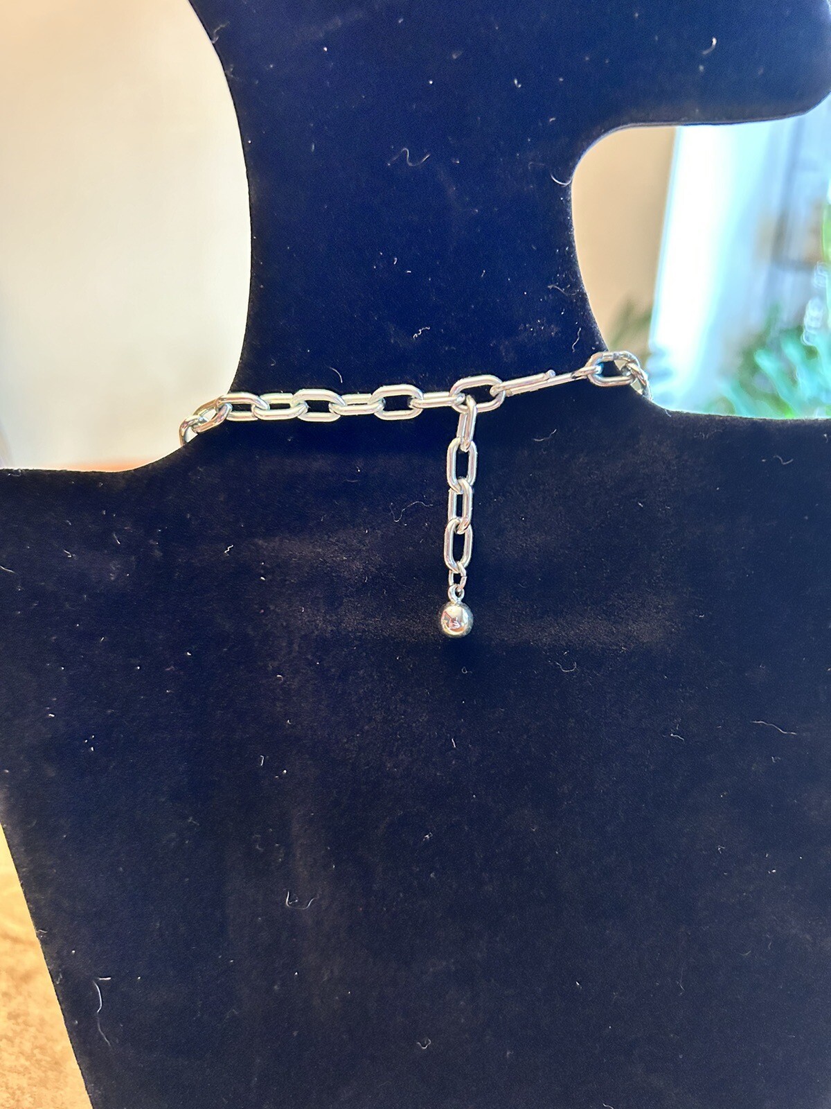 Vintage Costume Necklace Silver-tone with Blue and Purple Adjustable Hook